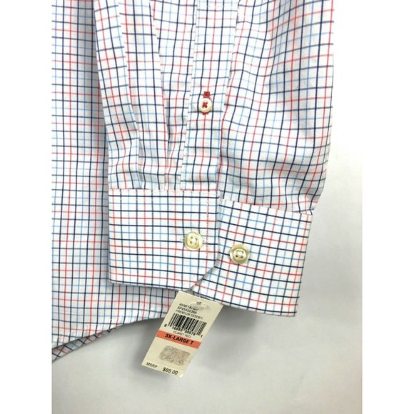 Izod Men's 3XLT Long Sleeve Button Up Multicolor Check Cotton Adult Shirt A9 - Picture 3 of 5